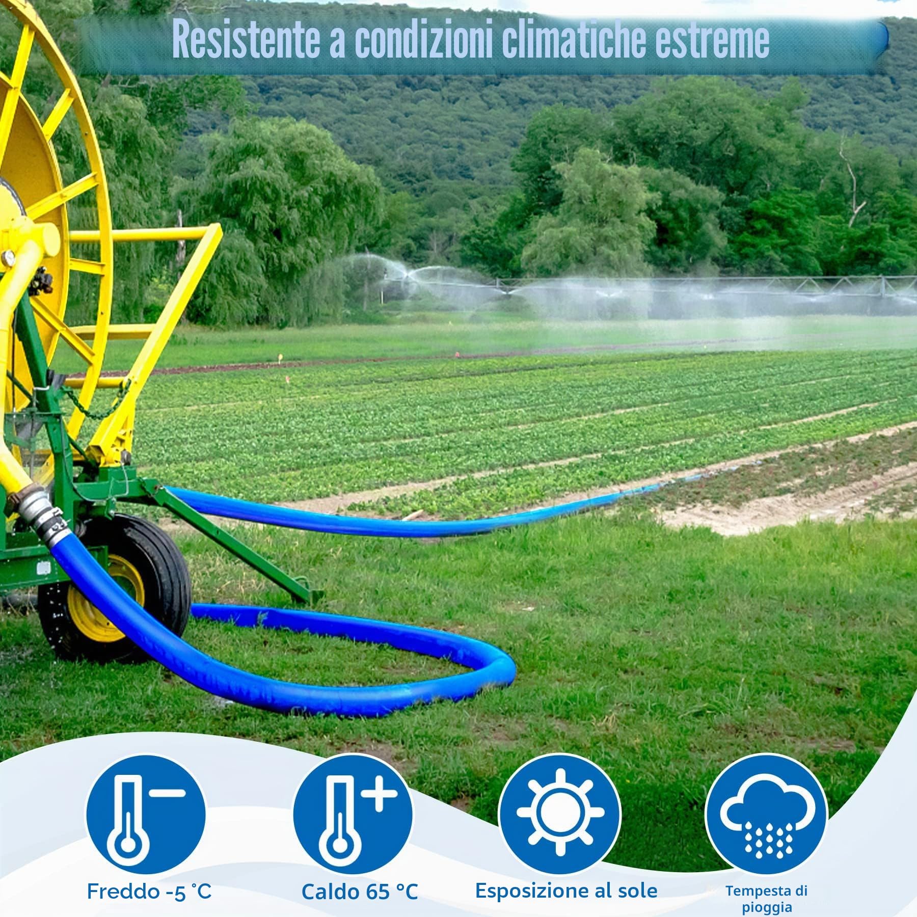 Tubo per Controlavaggio per Piscina, 5CM x 10 M Tubo Flessibile di Scarico Piatto, Tubo di Scarico per Controlavaggio con 2 Clip, Tubo Piatto in Tessuto PVC per Pompe Sommerse e Pompe dell'Acqua