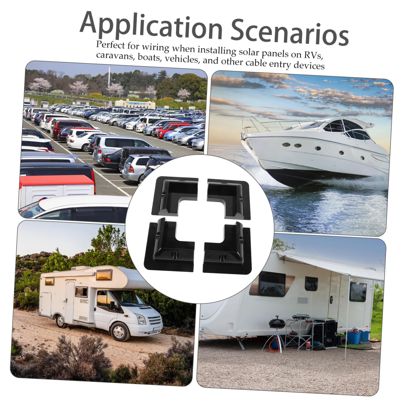 Soporte de Panel Solar para Autocaravana 4 Piezas Abs Negro | Montaje sin Perforación, para Panel Solar en Camper y Rv, Flujo de Aire Adecuado y Estructura Resistente
