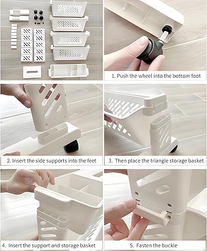 Miniatura 6 de Estantería móvil de plástico con ruedas para almacenamiento de 6 capas con ruedas para oficina en casa, aula (6 capas, sin )