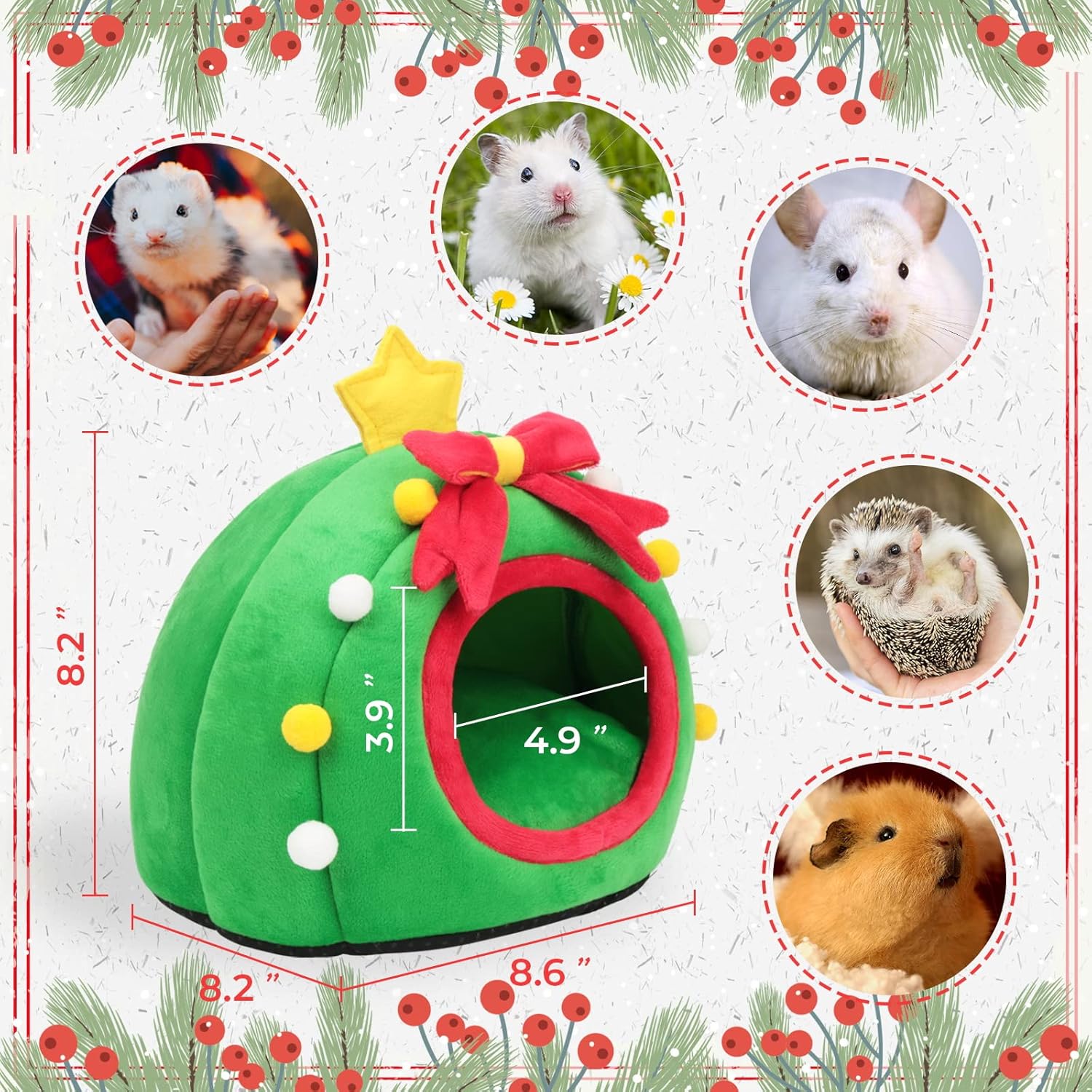 YUEPET Guinea Pig Beds Small Animal Hideout Warm House Washable Cage Accessories for Hamster Squirre Hedgehog Sugar Glider Rat Chinchilla(Green) : Pet Supplies