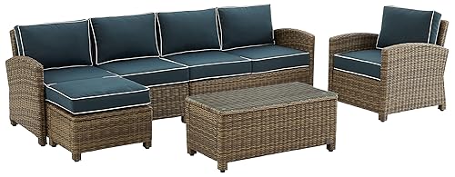Crosley Furniture Bradenton 5-Piece Outdoor Sectional Sofa Wicker Conversation Patio