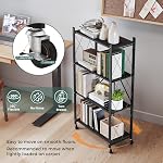 DEANIC 4-Shelf Foldable Storage Shelves with Wheels,No Assembly Bookshelf, Metal Shelving Units Storage for Garage,Kitchen,Living Room,Basement,Pantry,Entryway,Laundry Closet,Black