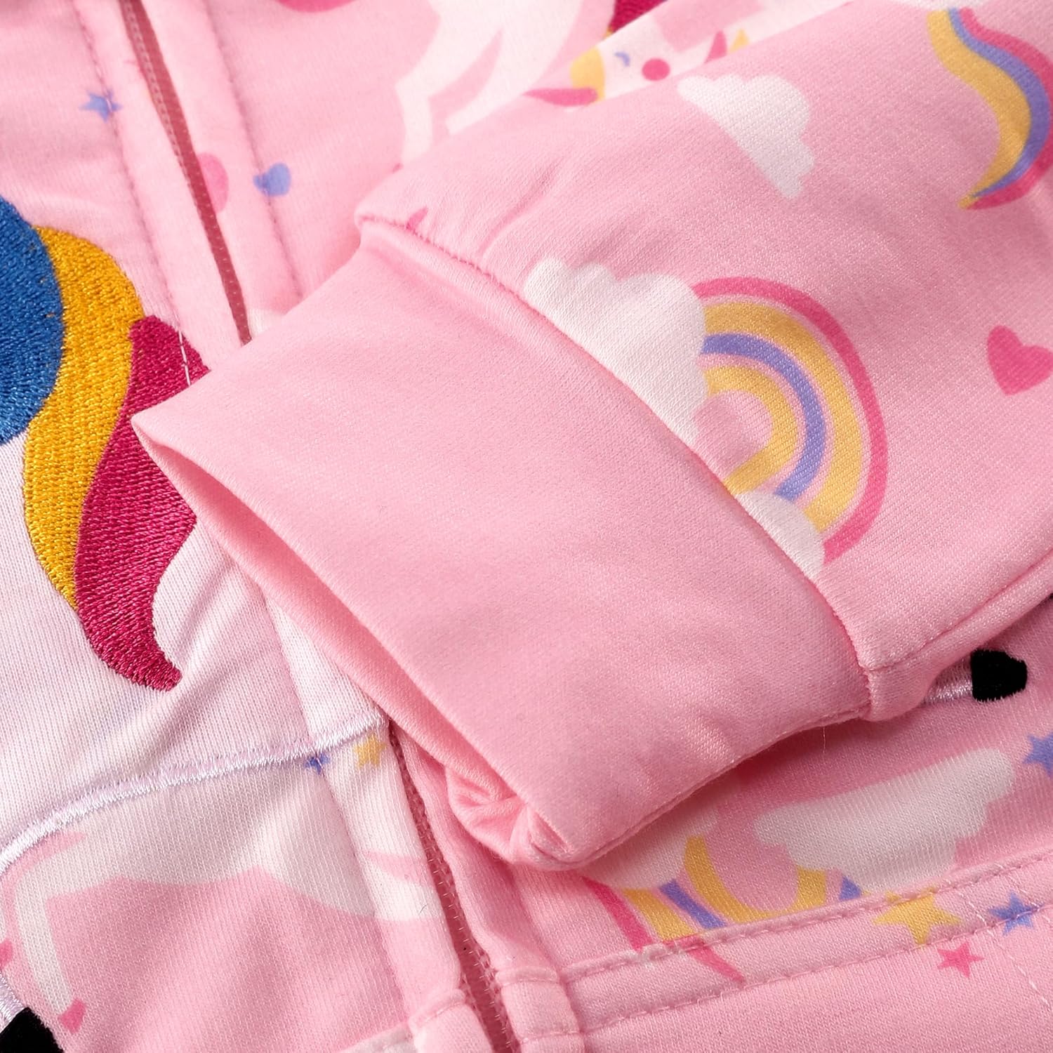 RETSUGO Girls Zip Up Hoodie Jacket Toddler Unicorn Rainbow Sweatshirt Kids Hooded Coat Casual Outerwear Size 2-7 Years - Image 6