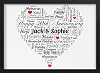 Personalised Anniversary Gifts - 50th Wedding Anniversary Gifts for Wife or Husband Word Art Personalised Heart Print for Any Year - Unique Presents - for Parents Couples Partners Him Her - Mum & Dad