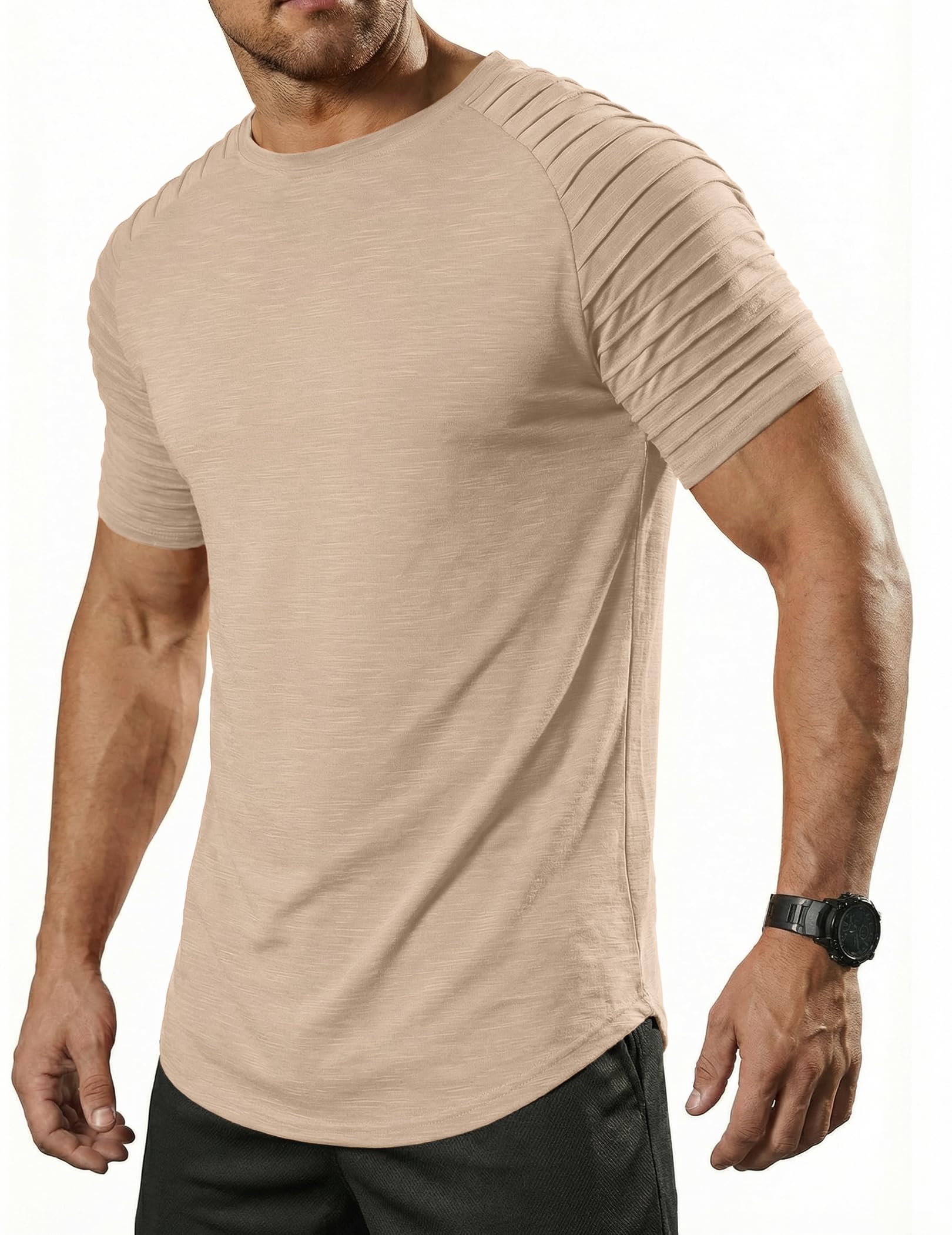 COOFANDY Herren Rundhals T-Shirt mit Raglanärmel Sportshirt Kurzarm Funktionsshirt Gym Muskelshirt Sommer Oberteile Basic Tee
