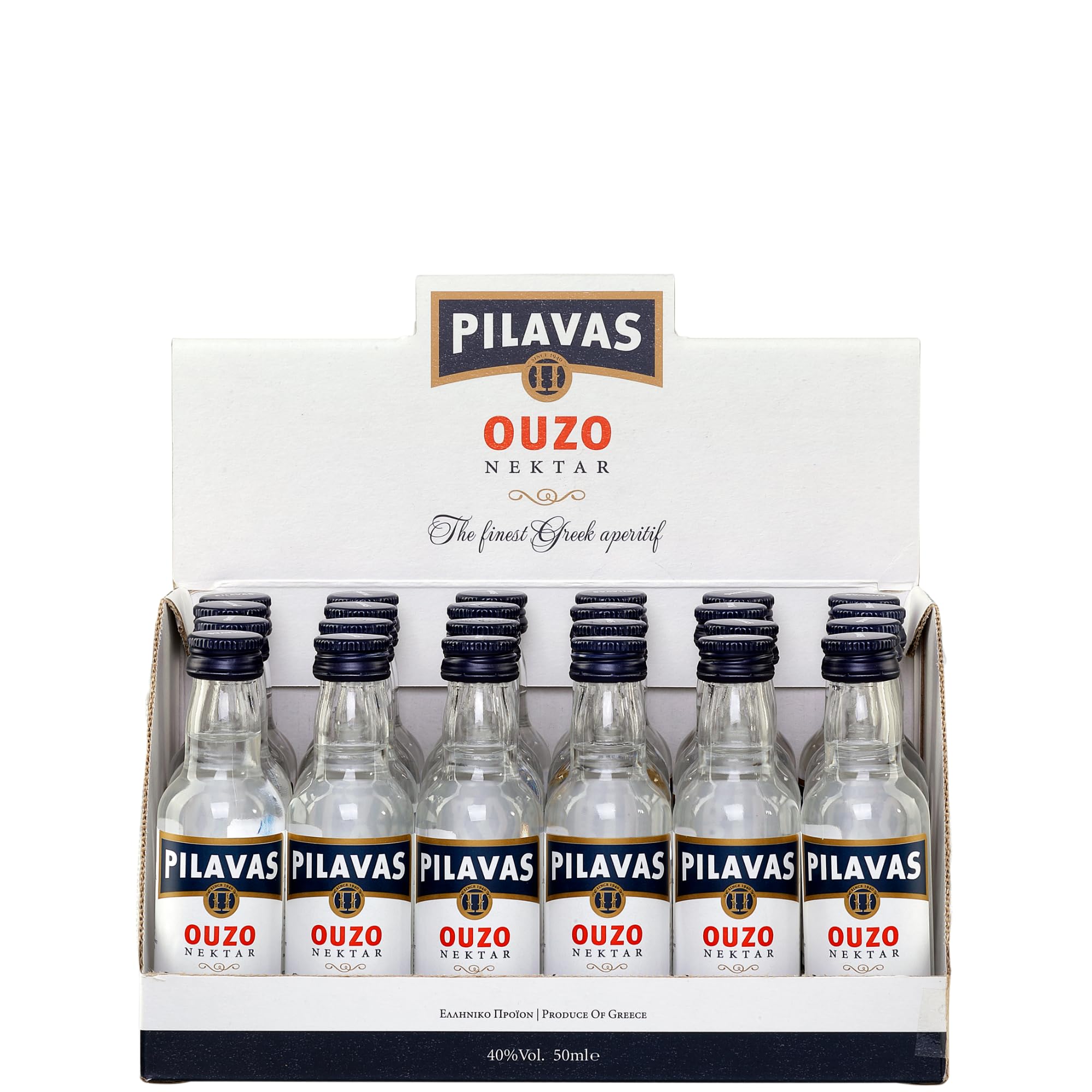 Ouzo Pilavas Nektar 40% Vol. 24x 50ml Party Box | Milder Ouzo aus Patras