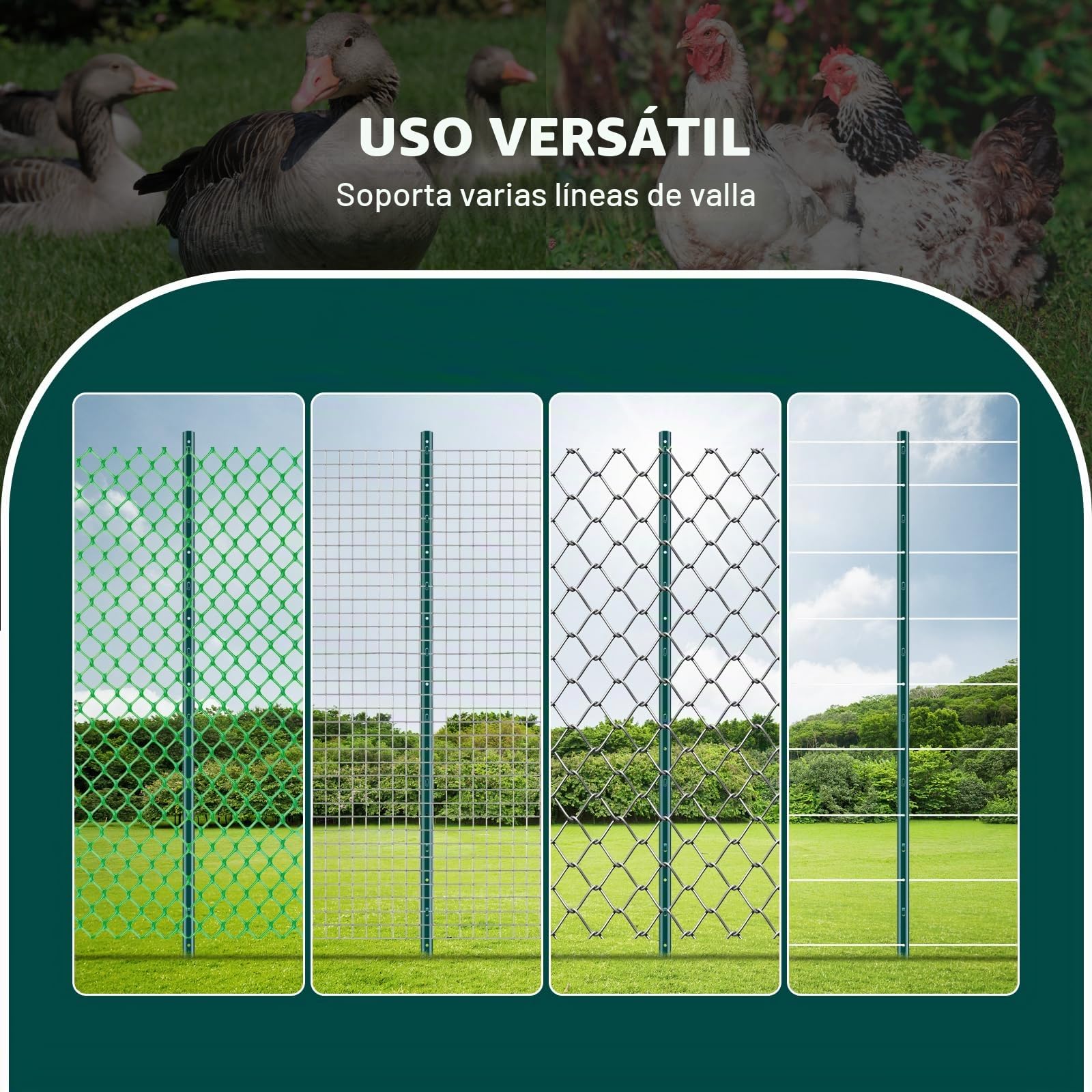VEVOR Postes de Cerca de Metal 152,4 cm Postes de Cerca de Acero al Carbono Resistentes 10 Piezas Postes de Metal para jardín, Césped, Granjas, Cercas al Aire Libre, Huertos, Carreteras, Verde