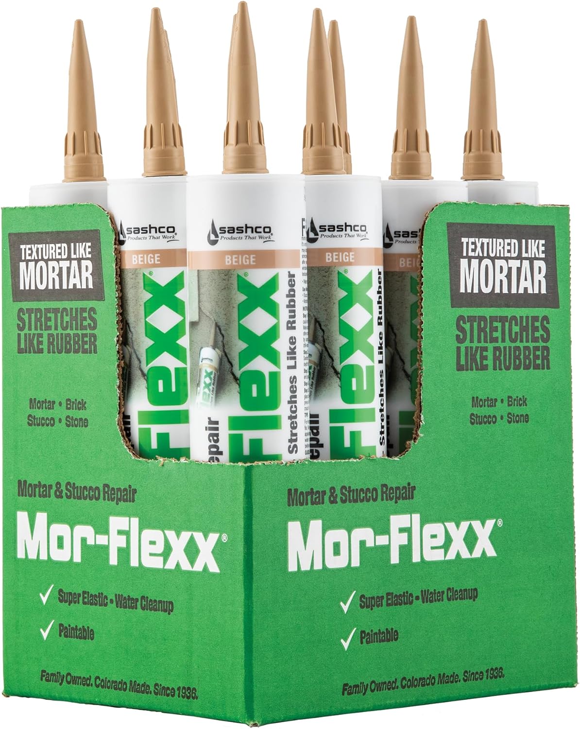 Sashco 15010 Mor-Flexx Caulking for Mortar, 10.5 Ounce Cartridge, Beige (Pack of 12)