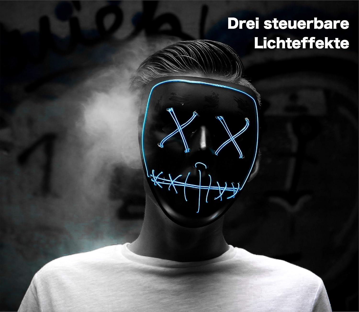 Punkmasker, cosplay, punkhelm met led, cyberpunk masker voor mannen