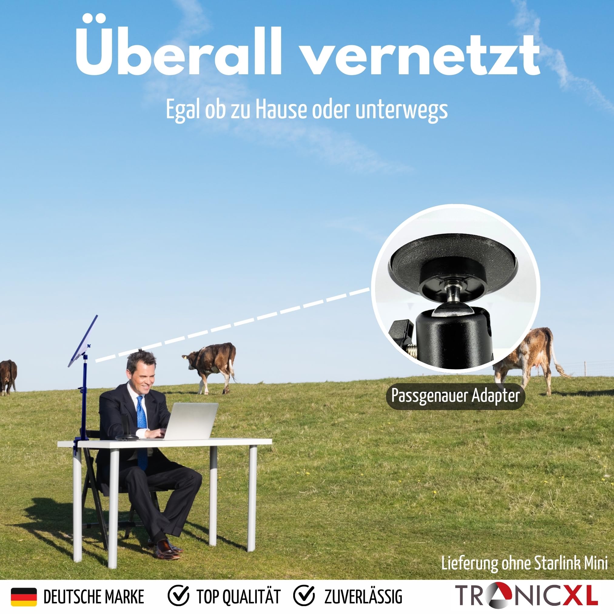 TronicXL Supporto a morsetto per mini antenna Starlink, supporto per treppiede, accessorio regolabile in altezza, morsetto per scrivania, camper, roulotte, campeggio