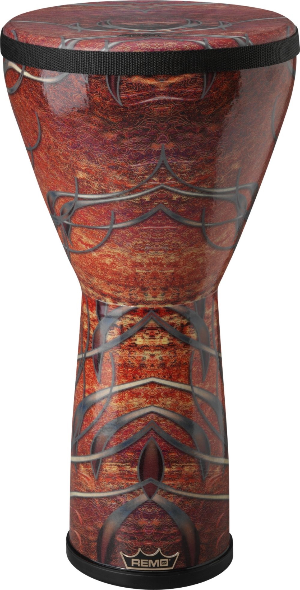 Remo Djembe, Designer Series, Festival, Medium, 10" Diameter, 20" Height, Fabric Red Forge