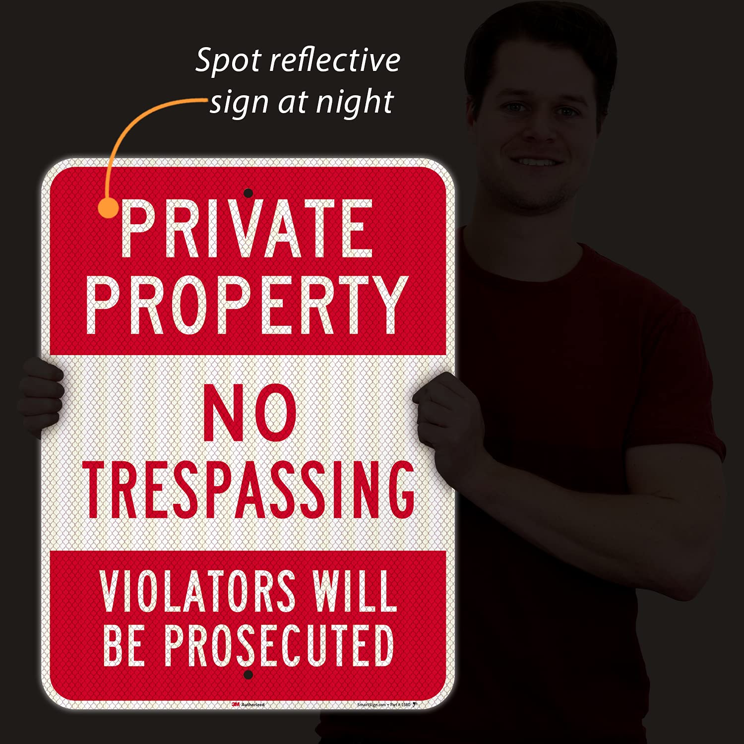 SmartSign 'No Fishing – Private Property' Schild, 25.4 X 35.6 Cm, Reflektierend Aus Aluminium – Mit 24h Überwachung Hinweis