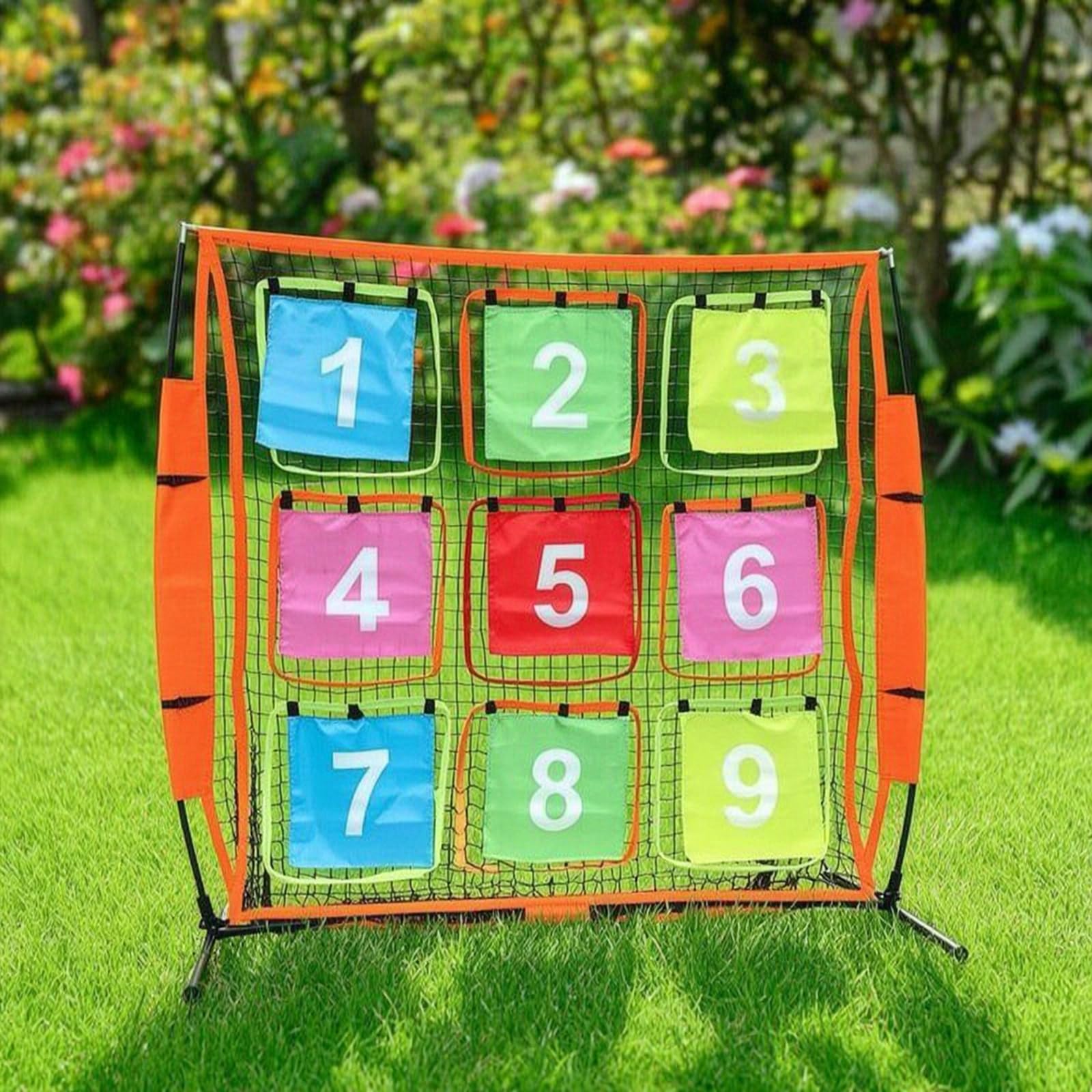 Baoblaze Red de Lanzamiento para Niños Red de Infantil Diana de Precisión Juego de Puntería Entrenamiento con Cuadrícula 3x3 con Bolsillos Numerados