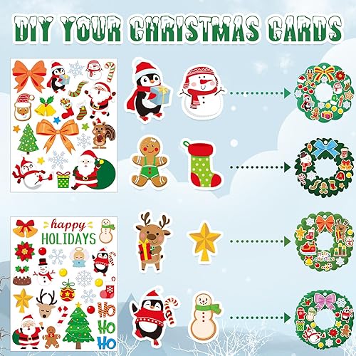 Miniatura 3 de 24 recortes de Navidad grandes de 7 x 8 pulgadas y 12 calcomanías para niños, coronas de Navidad, manualidades, recortes de corona de Navidad, mini