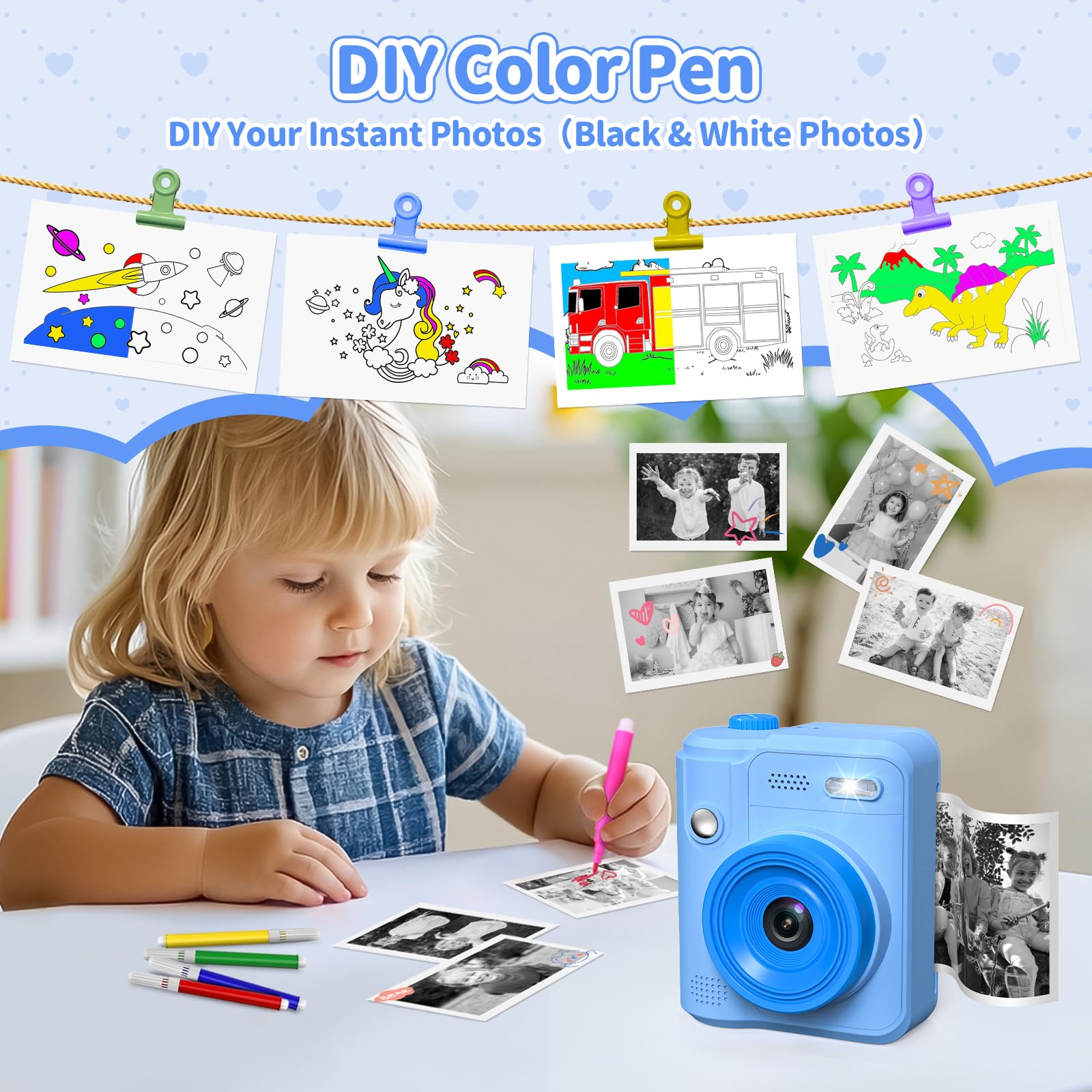 Gofunly Camara Fotos Infantil Instantanea con 32G Tarjeta & Papel de Foto