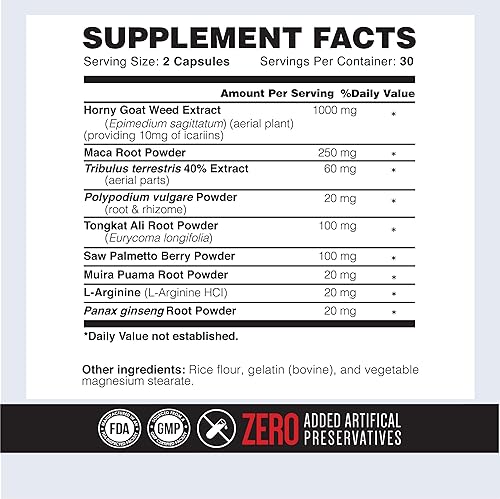 Miniatura 9 de GORIL-X - Ultimate 6-EN-1 Mejora masculina 60 cápsulas Pene más grande y grueso aumento de tamaño dureza libido rendimiento  1 píldoras de