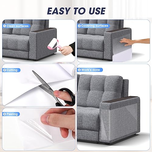 Miniatura 5 de Protector de muebles para gatos, protector de arañazos para sofá grande, protector transparente para sofá, pared, cama, gabinete, puerta, alfombra,