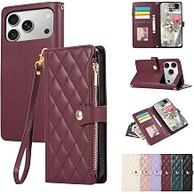 iPhone 17 Pro Max Case Wallet-Style Folio Cover, iPhone 17 Pro Max Case Stylish Zipper-Type with Coin Pocket Card Storage Mobile Cover iPhone 17 Pro Max Case Cover Premium PU Leather Soft