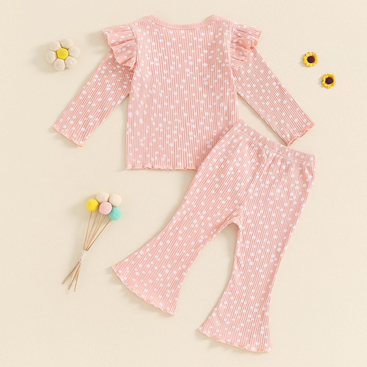 Baby Girl Fall Clothes Set Ruffle Long Sleeve Tops Flare Pants Cute Infant Toddler Outfits 6 12 18 24 Months 2T 3T - Image 3