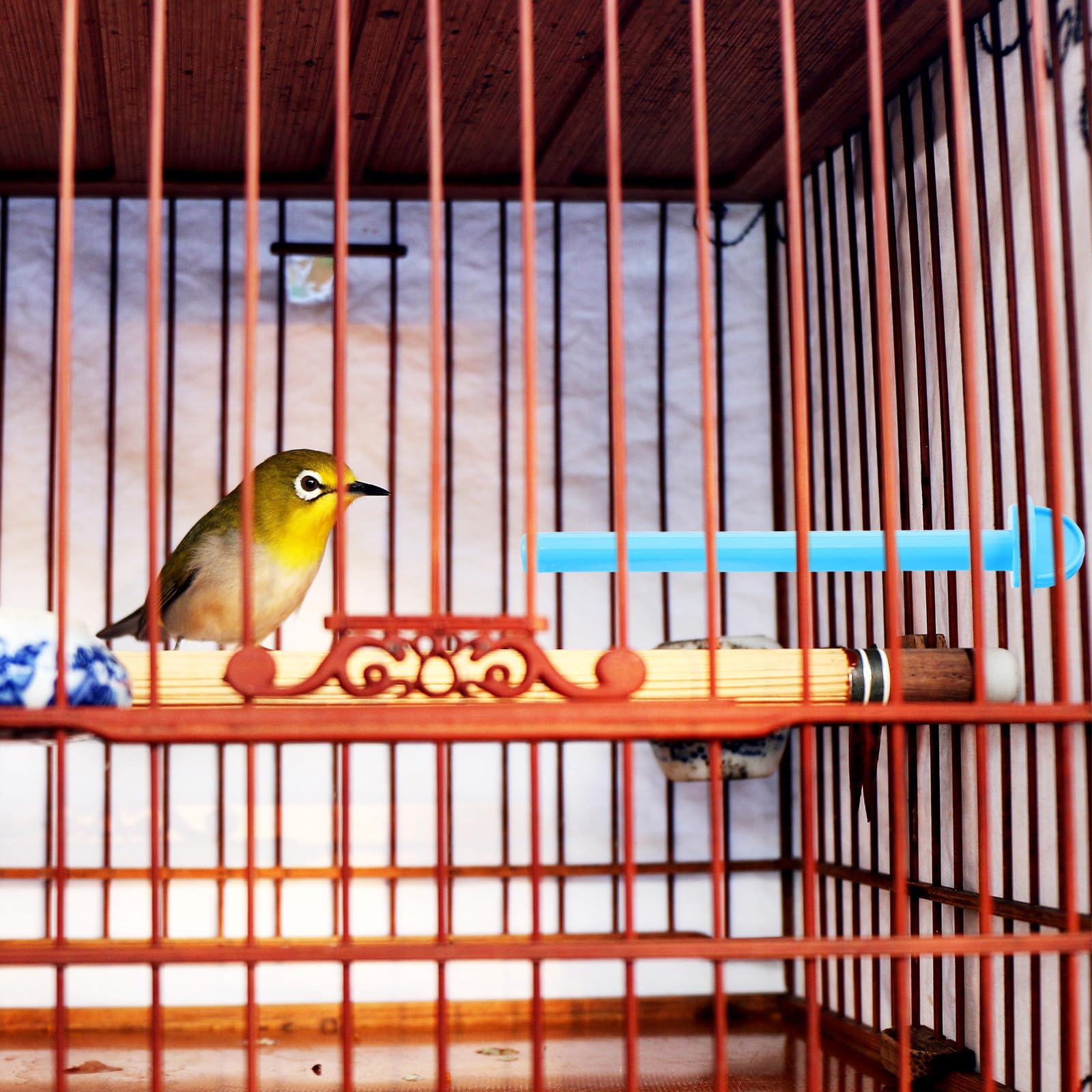 40 Perchas para jaulas de pájaros - Barra de Soporte extraíble - Percha de Esquina para Canarios, agapornis, Canarios, pinzones, Entrenamiento, Azul y Amarillo