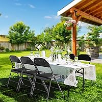 Vista 9 de Bonnlo Folding Chair with Comfortable Padded Cushion and Back, Portable Folding Chairs for Outside, Office Events, Weddings, Pu Leather, 6 Black