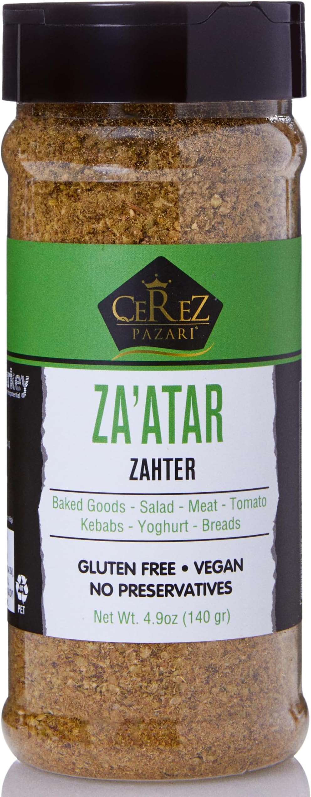 Cerez Pazari Zaatar Mediterranean Seasoning, Premium Grade Zahtar, Natural & Freshly Packed Zatar, Non-GMO, Gluten-Free, No Preservatives, 4.9 oz.