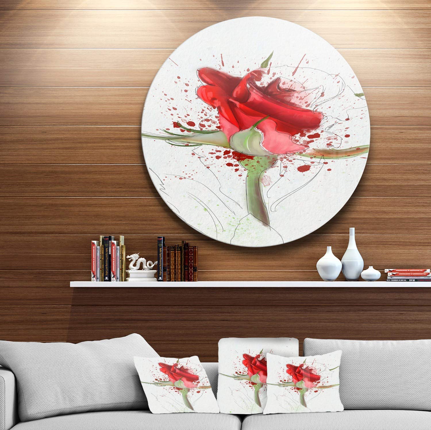 絵画 Red Rose Amazon.com: Designart Bright Hand-Drawn Red Rose Sketch