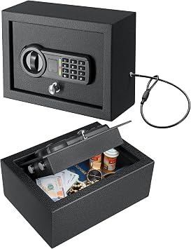 JINXNOBI Top Opening Keypad Security Desk Drawer Safe, Portable Digital Floor Safe with Cable,Electronic Steel Home Security Chest