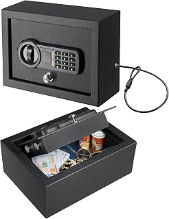 Top Opening Keypad Security Desk Drawer Safe, Portable Digital Floor Safe with Cable,Electronic Steel Home Security Chest