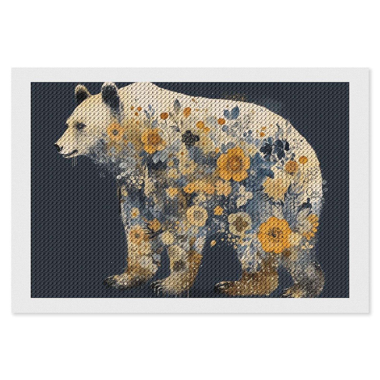 NONHAI Diamond Painting Kits for Adults - DIY Diamond Art Kits for Beginners - Full 5D Paint Drill Diamond Dots Paintings- Painted Bear Diamonds Pictures Gem Art and Craft Wall Decor 8"x12"