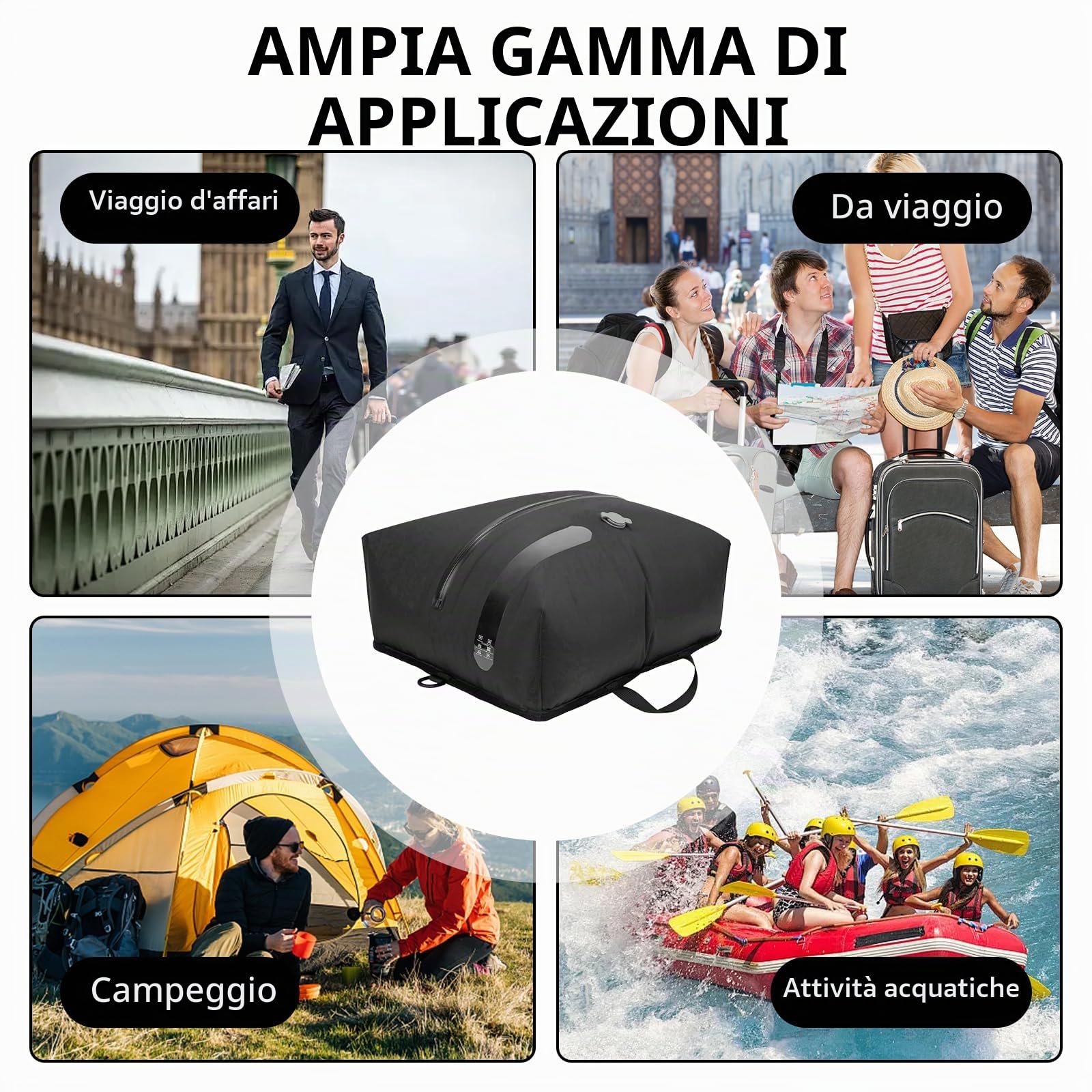 Confezione da 2 sacchetti sottovuoto in TPU con pompa ad aria elettrica, riutilizzabili, impermeabili, da viaggio, in nylon 70D, con chiusura lampo e valvola ermetica, organizer ermetico