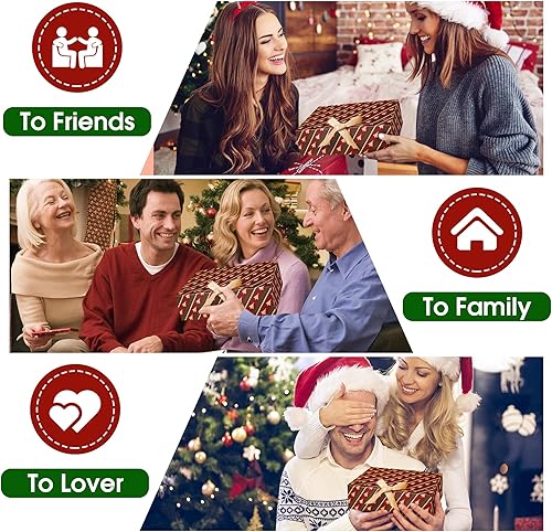 Miniatura 4 de SWANGSA Juego de 12 cajas de regalo de Navidad con tapas, caja de regalo de papel kraft de 10.6 x 8 x 3 pulgadas, caja de regalo de árbol de Navidad