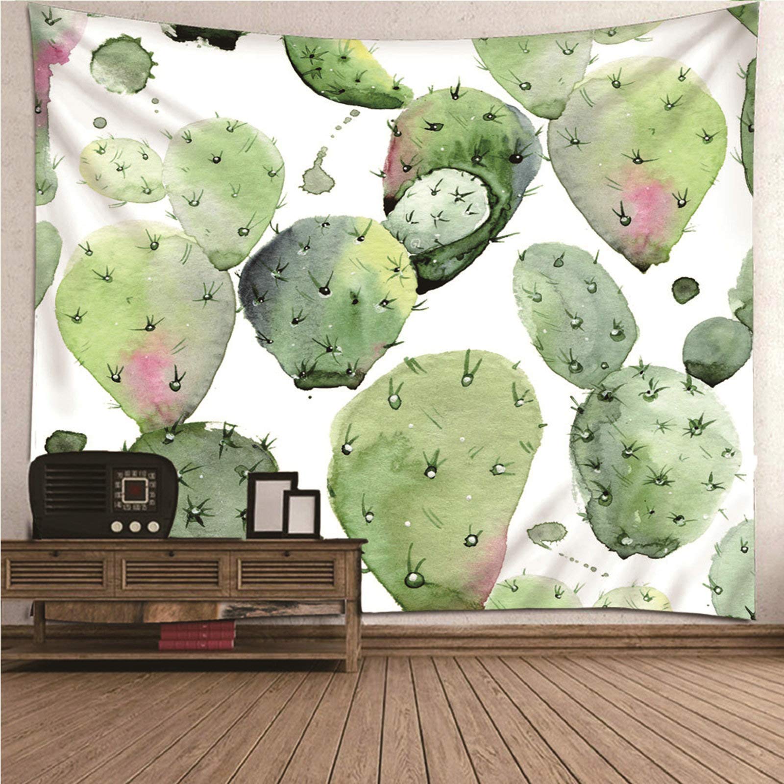 Tapiz de pared lavable de 210x140 cm en poliester resistente con diseño de cactus 1