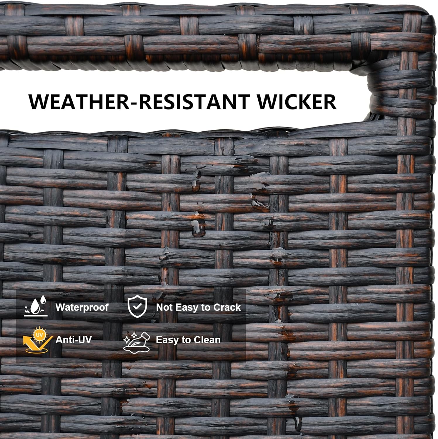 Skypatio Oversized Indoor & Outdoor Wicker Recliner, Adjustable All-Weather Wicker Patio Reclining Chair, Aluminum Patio Rattan Armchair with Thick Cushion