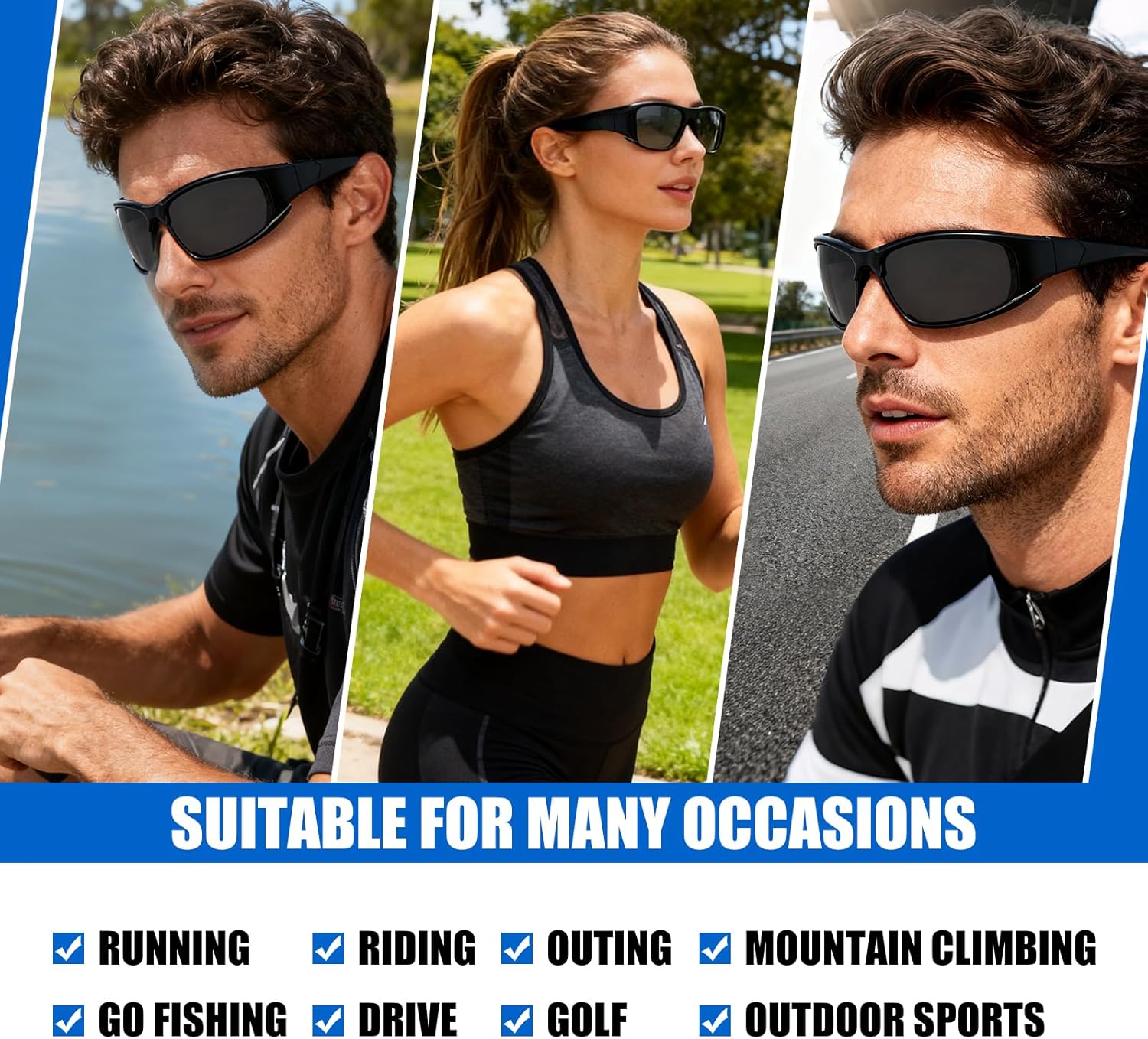 Polarized Sports Sunglasses with UV400 Protection, Interchangeable Lenses Set, Anti-Glare Cycling Glasses for Running, Riding, Fishing, Golf, Outdoor Activities - Image 6