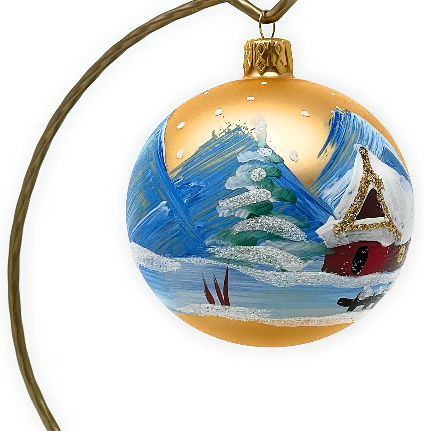 Christmas Ornament Blown Glass Ball 3-inch Set of 6 (Gold Matte)