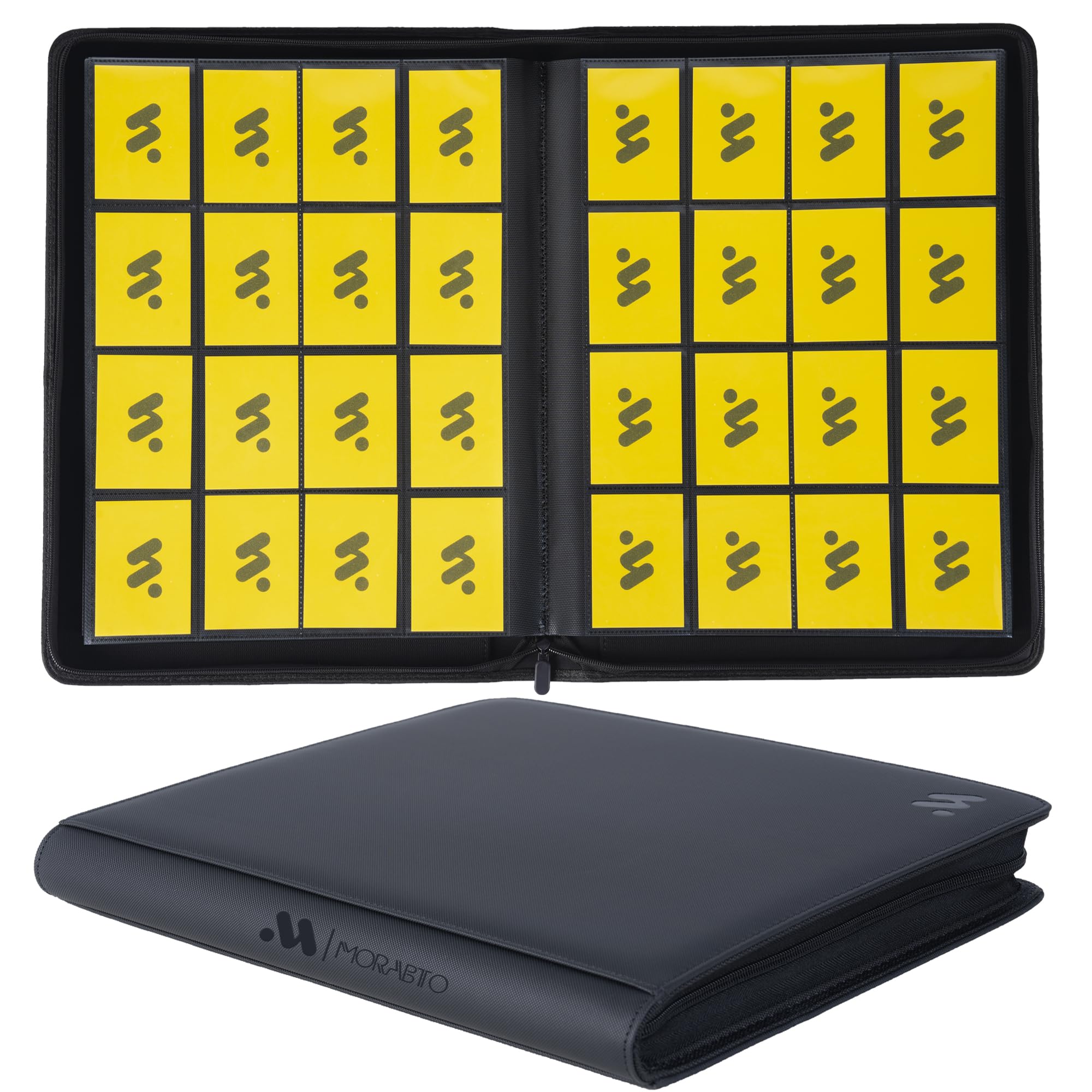 MORABTO Card Binder 16 Pocket,Trading Card Binder Holds up to 1408 Cards with 44 Sleeves,Zipper Card Holder Album Compatible with TCG/Sports Cards Black
