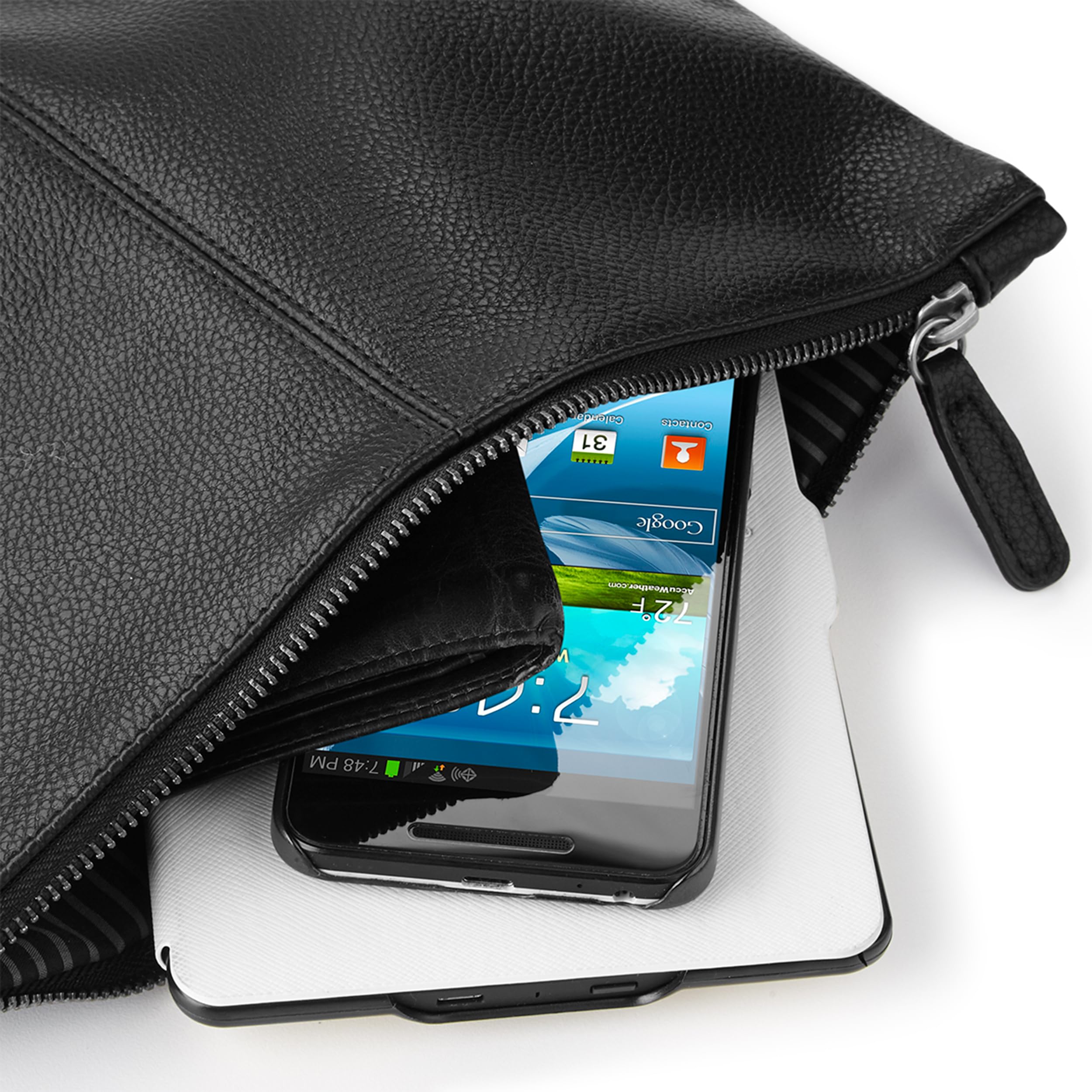 Borsello Uomo a Mano Personalizzato con Iniziali o Nome - Busta Elegante in Eco Pelle Pochette 28x20 cm con Cerniera per Accessori Lavoro Viaggio Casa Beauty Case Toilette (Nero)