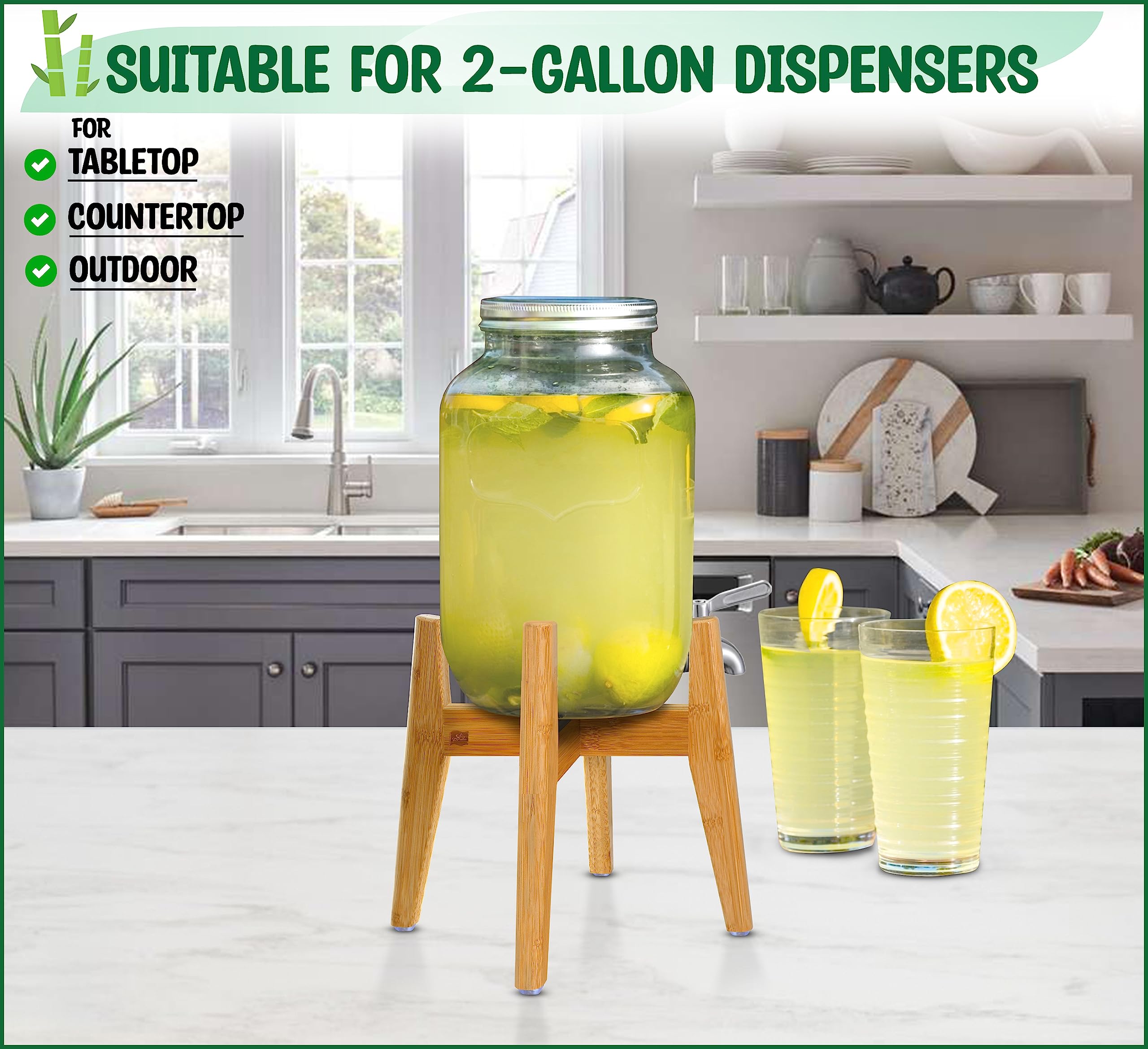 Supporto Regolabile Per Dispenser Bevande - Larghezza 20,3-28,4 Cm - In Legno Per Brocche, Barattoli E Vasi - 3