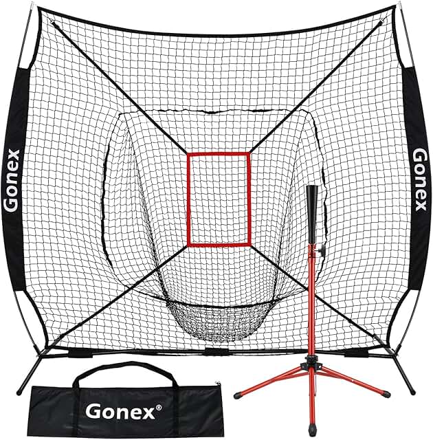 Gonex 7' x 7' Baseball Softball Practice Net Set with Batting Tee for Hitting and Pitching Batting, Practice Training Aid,...