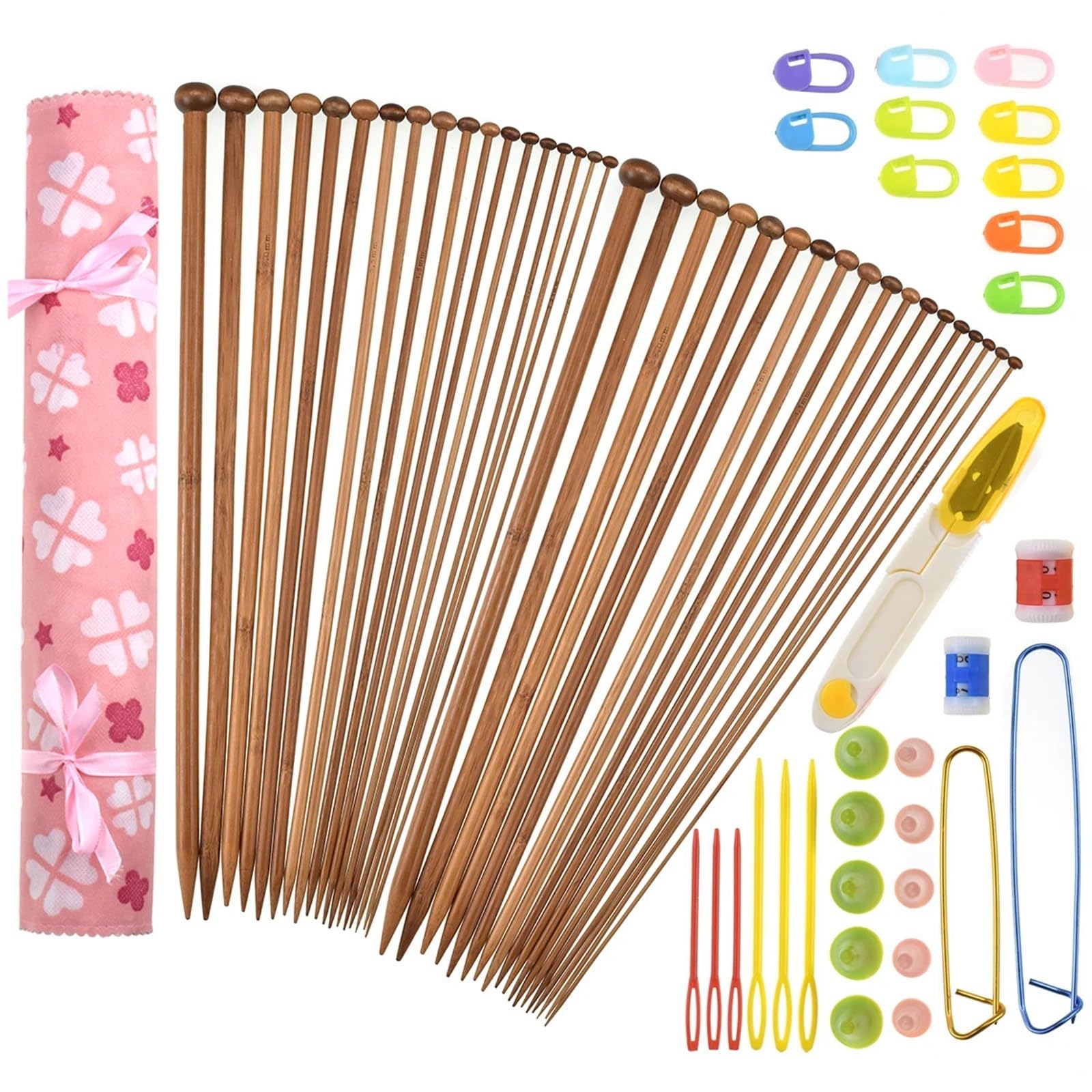 Knitting Needles 36PCS Sweater Needle Single Pointed Bamboo Knitting Needles(Knitting Needles Set)