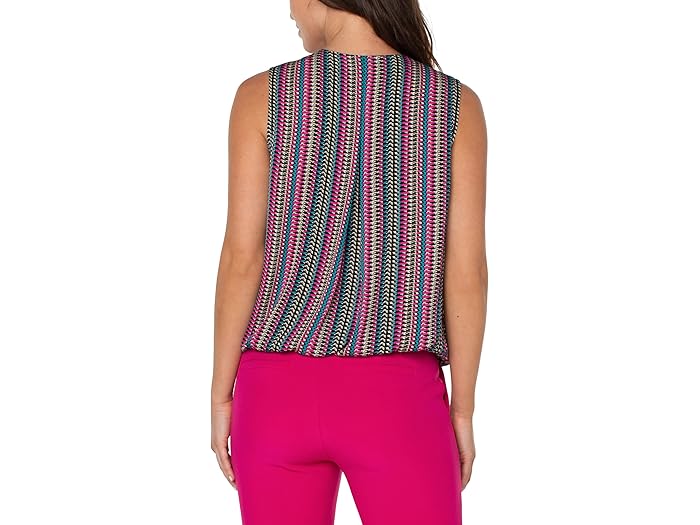 Sleeveless V-Neck Drape Front Knit Top - Image 1