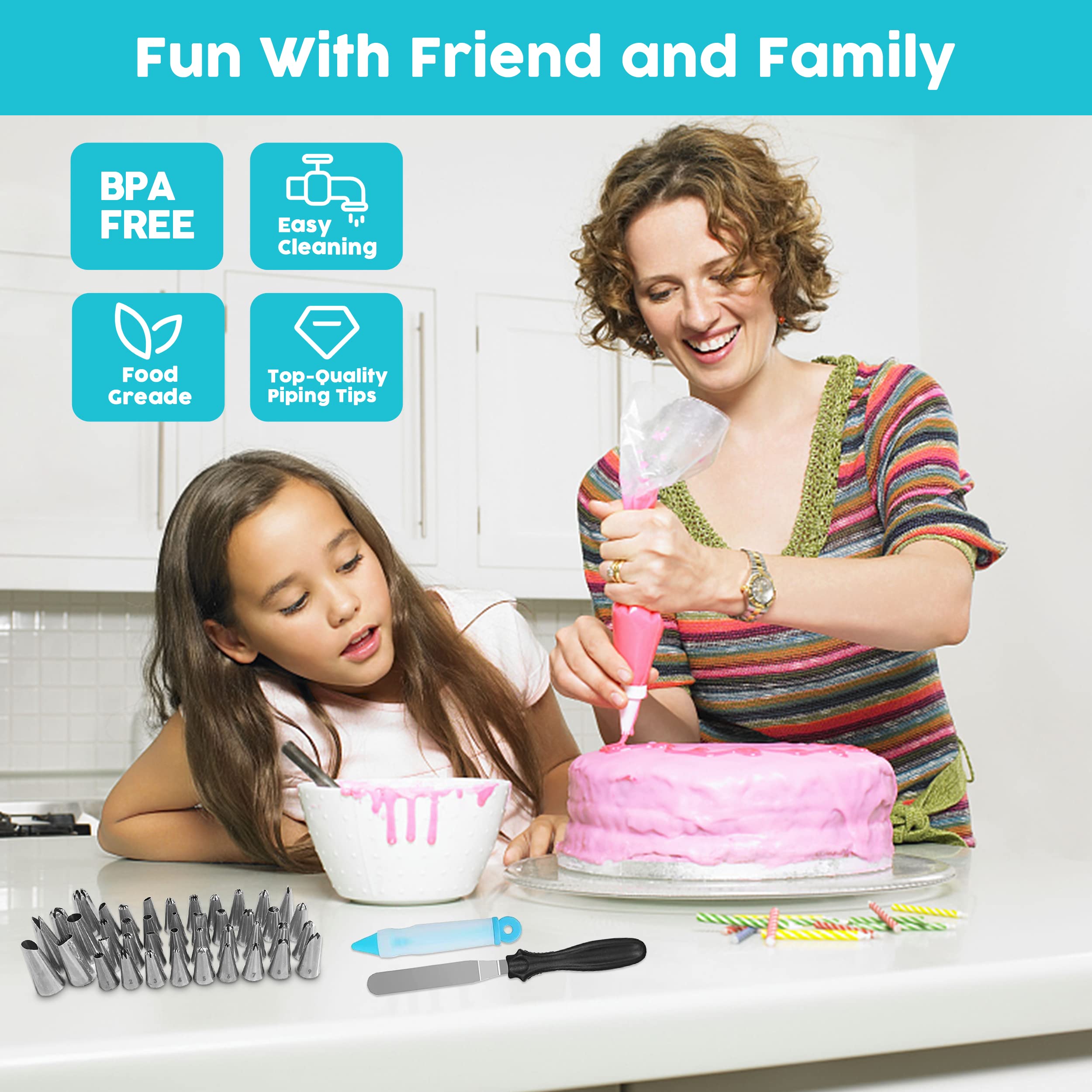 Bayloon Kit Decorazione Torte 228 Pezzi – 42 Beccucci In Acciaio, Sacchetti E Accessori, In Custodia, Per Principianti E Professionisti - 5