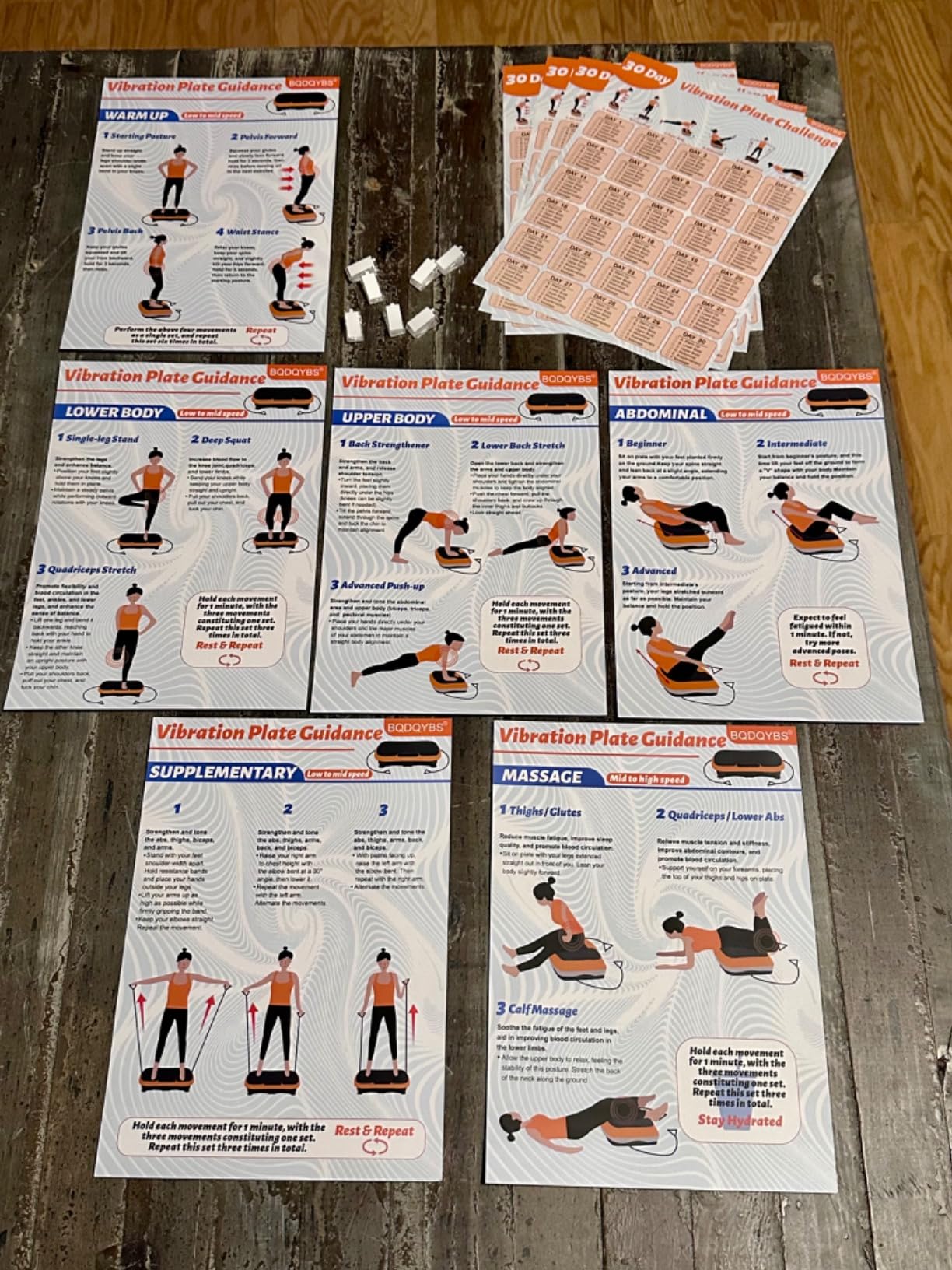 Vibration Plate Exercise Machine Poster - 6 Workout Guidance & 2 Pcs Planner, Comprehensive Whole Body Wave Vibrating Workout Chart