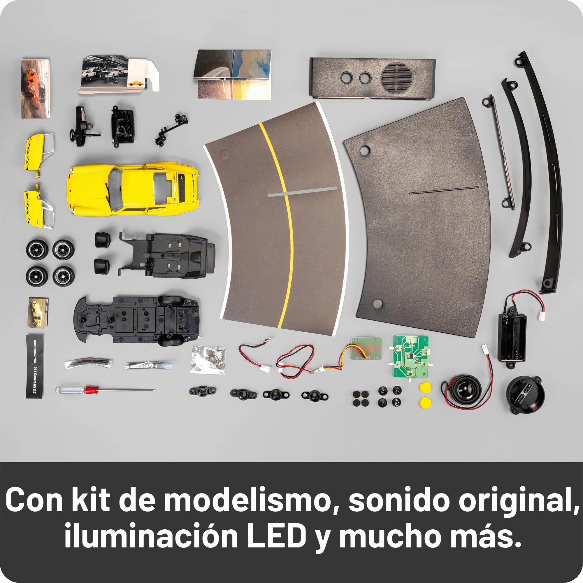 FRANZIS Calendario de Adviento Porsche 911 Carrera RS 2.7 67273 a escala 1:24, incluye base de sonido y libro de 52 páginas