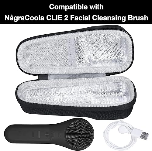 Miniatura 2 de co2CREA Estuche de transporte duro compatible con NågraCoola CLIE 2 1 cepillo de limpieza facial de silicona (negro)