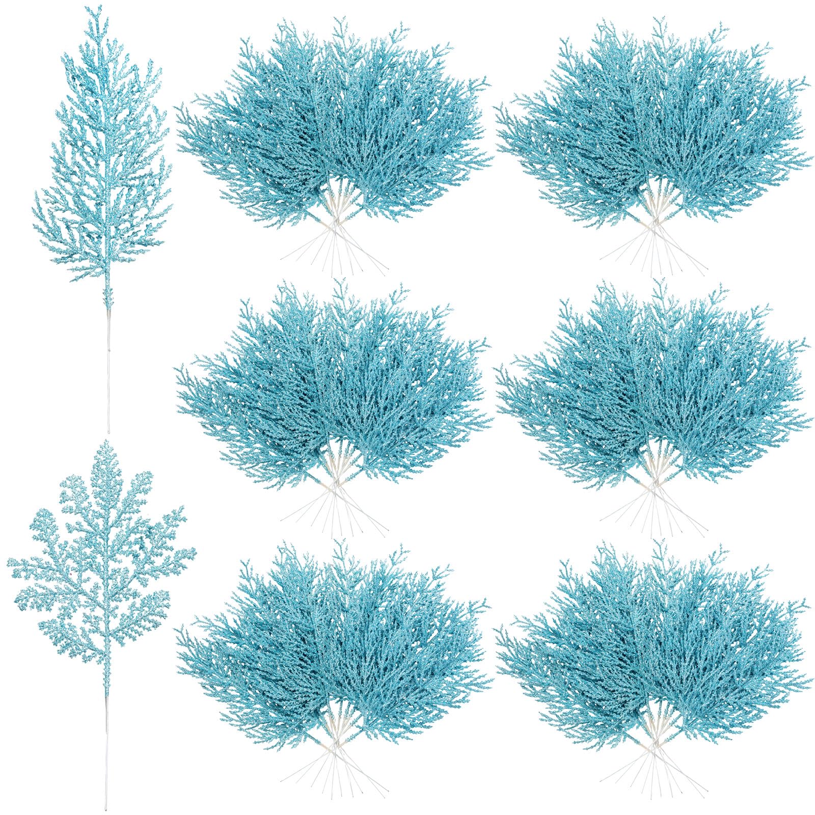 Aiguilles de pin artificielles turquoise pour sapin de Noël, loisirs créatifs et vase de fête
