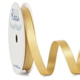 Ribbli Gold Double Faced Purl Ribbon, Luxury Glitter Ribbon, 3/8 Inches x 10 Yards, Birthday, Wedding Decorations