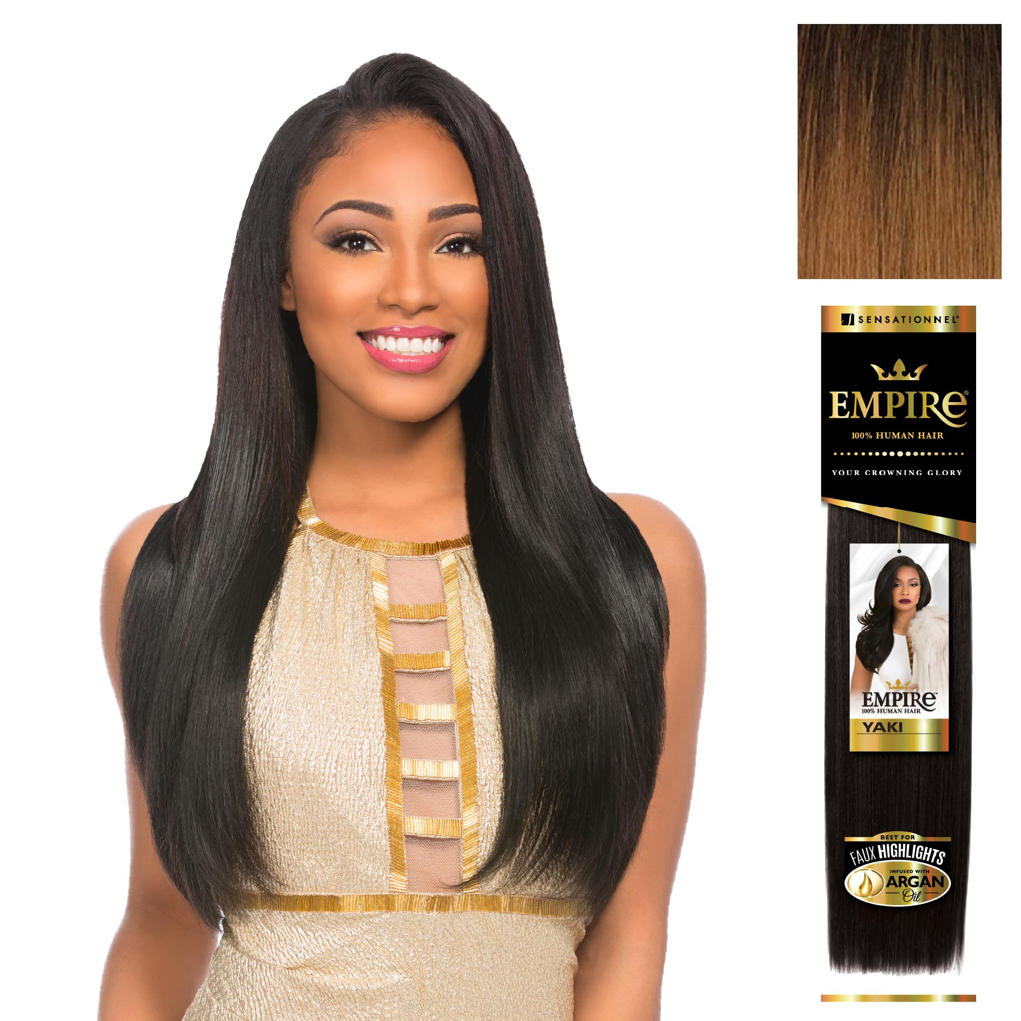 Sensationnel Empire yaki human hair - Tangle Free Weaving for Quick Weave and Sew in Styles for Faux Highlights and Fauxmiddlepart Leave Out - 1 Pack