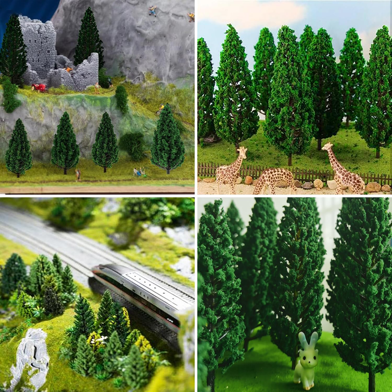55 Mini Arbres Modèles Pour Paysage – Plastique, Tailles Variées (3,5-7,5cm) – Idéal Pour Dioramas, Trains, Architectures
